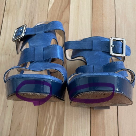 Marvin K. (Aquatalia) Blue Leather High Heel Sandals - Made in Italy - Size 6.5 - Picture 15 of 16